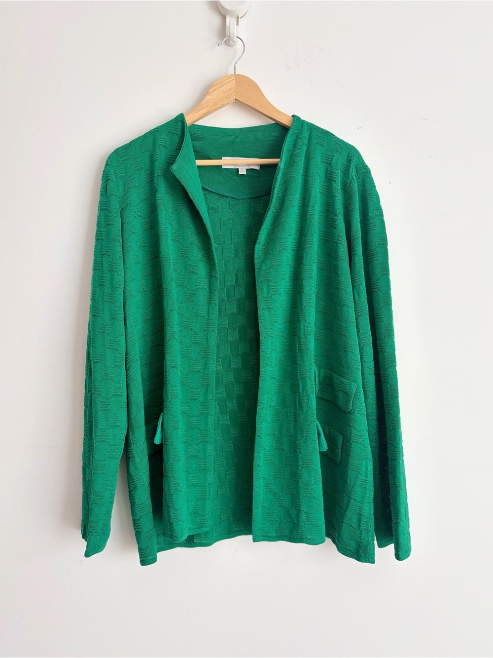 Vintage 90s Misook Woman Emerald Mod Textured Knit 2PC Twin Set 2X